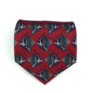 Utopia Men's Tie Handmade Dark Red Sail Boat Sailing Nautical Novelty Necktie 57